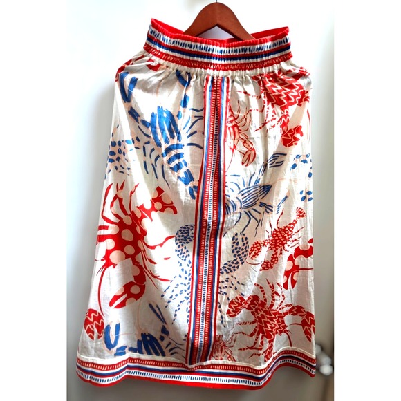 Rachel Zoe Dresses & Skirts - Rachel Zoe Lobster Skirt XS Long FUN Red/Cream/Cobalt/Pink Banded & Striped